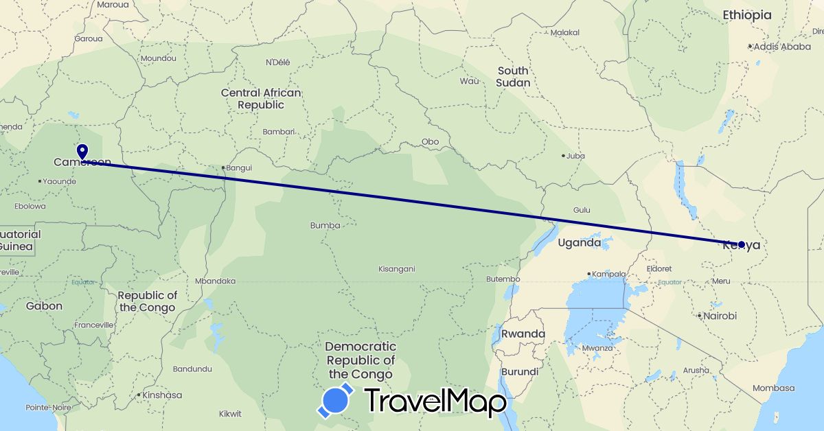 TravelMap itinerary: driving in Cameroon, Kenya (Africa)